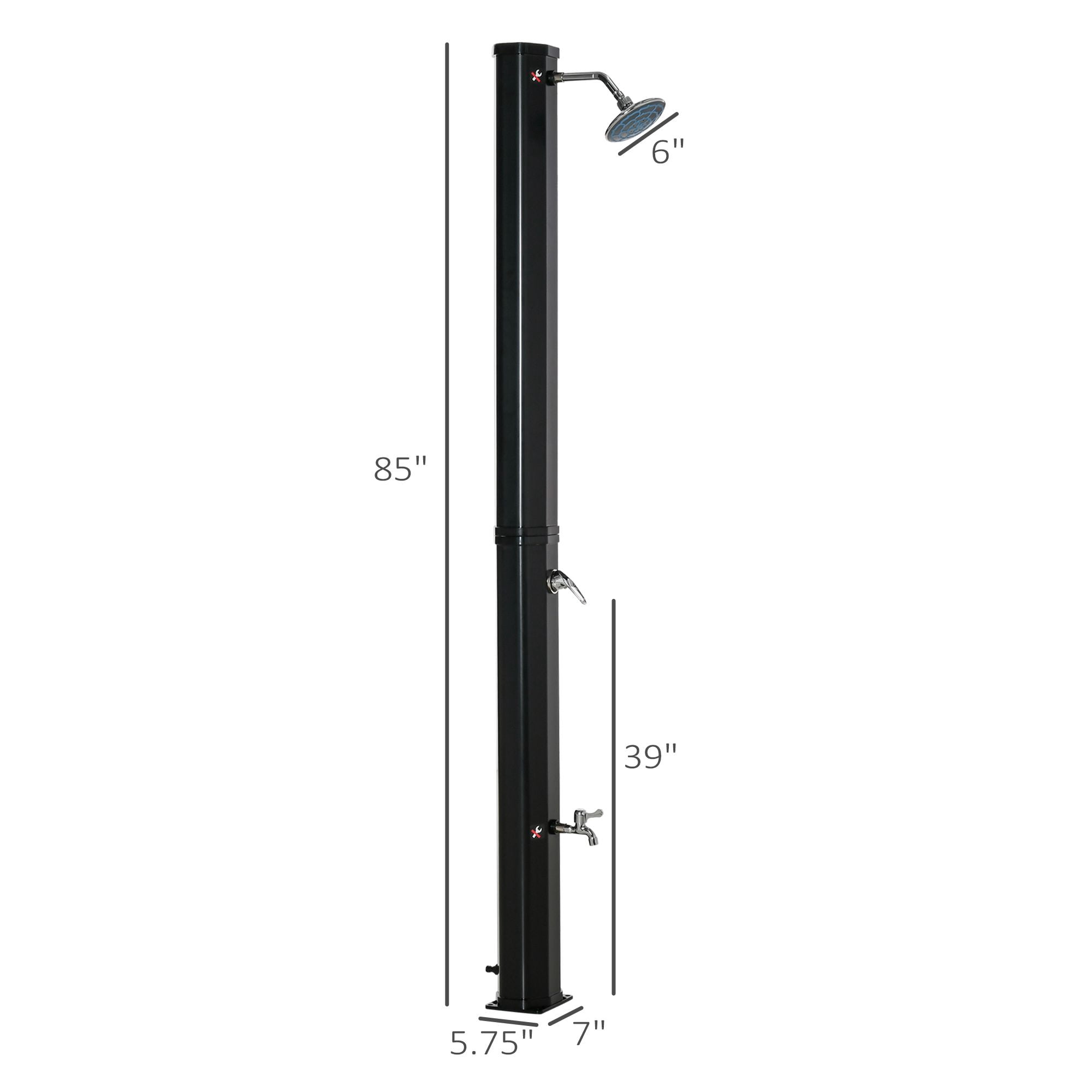 Outdoor Solar Heated Shower 9.2 Gallon with Rotating Head Black for Pool Patio