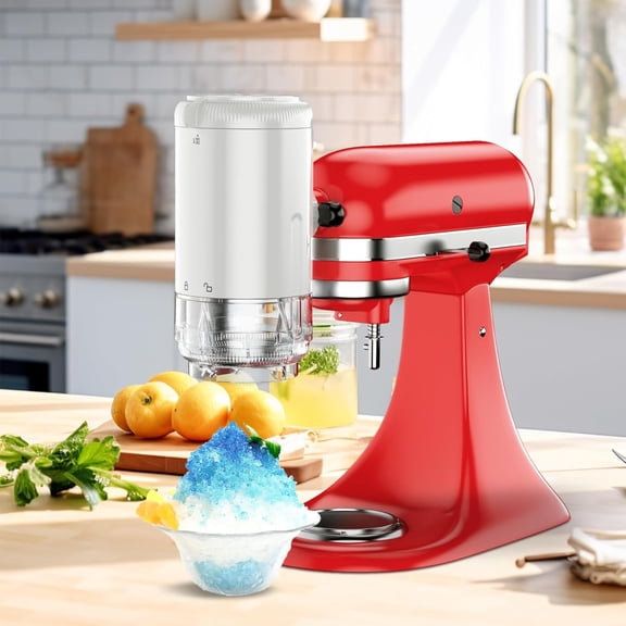 Shaved Ice Attachment for  Stand Mixers with 8 Ice Molds, Coarse and Fine Blades, Snow Cone Maker for Summer Treats