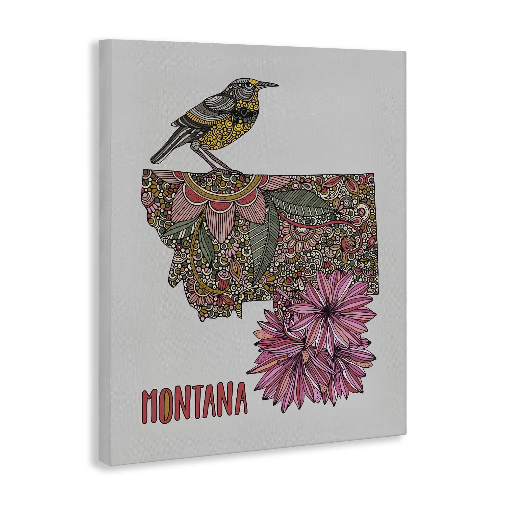 Stupell Industries Floral Montana State Botanical & Floral Painting Gallery Wrapped Canvas Art Print Wall Art, 30 x 40