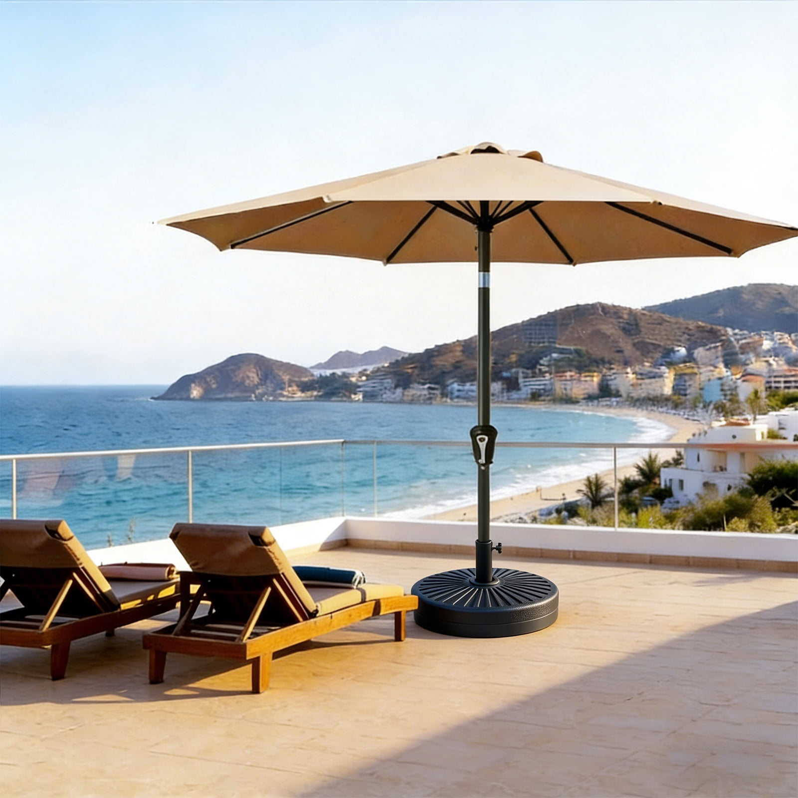 HAIMULI 9 FT Patio Umbrella for Outdoor, Outdoor Table Umbrella with Push Button Tilt and Crank, Outdoor Patio Umbrellas with 8 Sturdy Ribs for Market, Garden, Pool