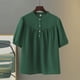 thumbnail image 1 of Fiudx Ofertas de La Semana Camisas Sueltas de Color Sólido de Verano para Mujer, Blusas Plegables de Manga Corta con Cuello Vuelto, 1 of 7