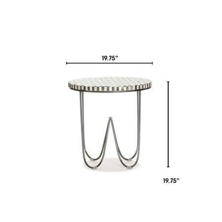 Adore Decor - Zahra Round Modern Bone Side Table - Black/White