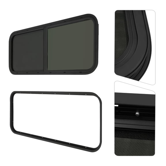 ChicHomey RV Replacement Window with Black Tempered Glass,Sliding Ventilation & Lock,Enhanced Privacy & Comfort​,for RV Window Replacement