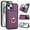 Dark Purple, variant on Wallet Case with Card Holder for iPhone 15 Plus, 360° Rotation Ring Kickstand Magnetic Clasp and Durable Shockproof Cover