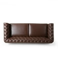 thumbnail image 2 of EUROCO 78.75" Larger Retro Style Loveseat Couch Sofa, PU 3-Seat Sofa, Love Seat Furniture with Wooden Legs, Pull-Tab Backrest and Rivet Detailing for Living Room and Study, Dark Brown, 2 of 8