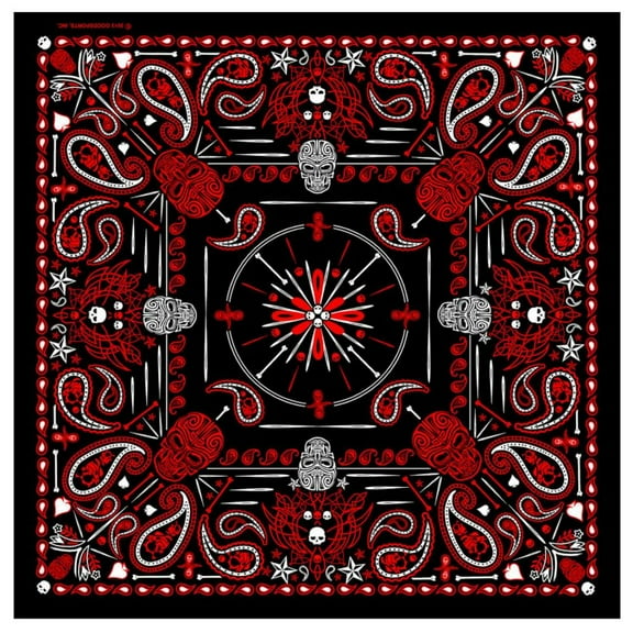 Hot Leathers BAB1070 Red Paisley Skulls Bandana 21X21