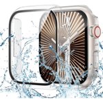 XiHAMA Waterproof Screen Protector Case Compatible with Apple Watch Series 6/5/4/SE 44mm, Hard Bumper with Tempered Glass for Watch Cover