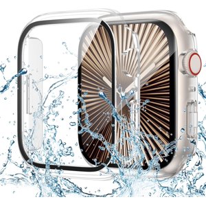 XiHAMA Étanche protection de l'écran Case compatible avec Apple Watch Series 6/5/4/SE 44mm, Bumper dur avec verre trempé pour la couverture de montres