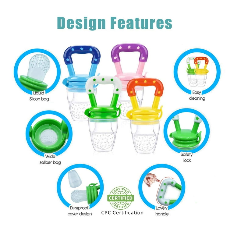 Vcnoeo Baby Fruit Food Feeder Pacifier Whole Body Silicone Feeder for 10-36  Months Infant Teething Relief and First Stage Infant self-Feeding(Linen  Brown)