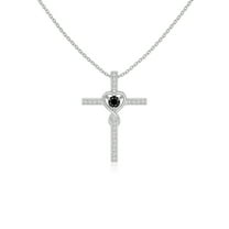 Natural Black Onyx with Moissanite Infinity Cross Pendant Necklaces for Women in Sterling Silver, July Birthstone Jewelry Gifts for Her Birthday, Wedding Anniversary,Mothers Day,Christmas,Valentines