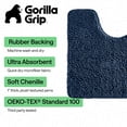 thumbnail image 3 of GORILLA GRIP Bathroom Rug and Toilet Base Floor Rugs Set, Quick Dry Plush Chenille, 30x20 Carpet, Navy, 3 of 10