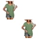thumbnail image 2 of sweethay Camiseta de algodón de manga corta para mujer Blusa de encaje de color sólido Beach Vacation Club Top Ropa de verano Verde claro M Verde claro METRO 2Conjunto, 2 of 6