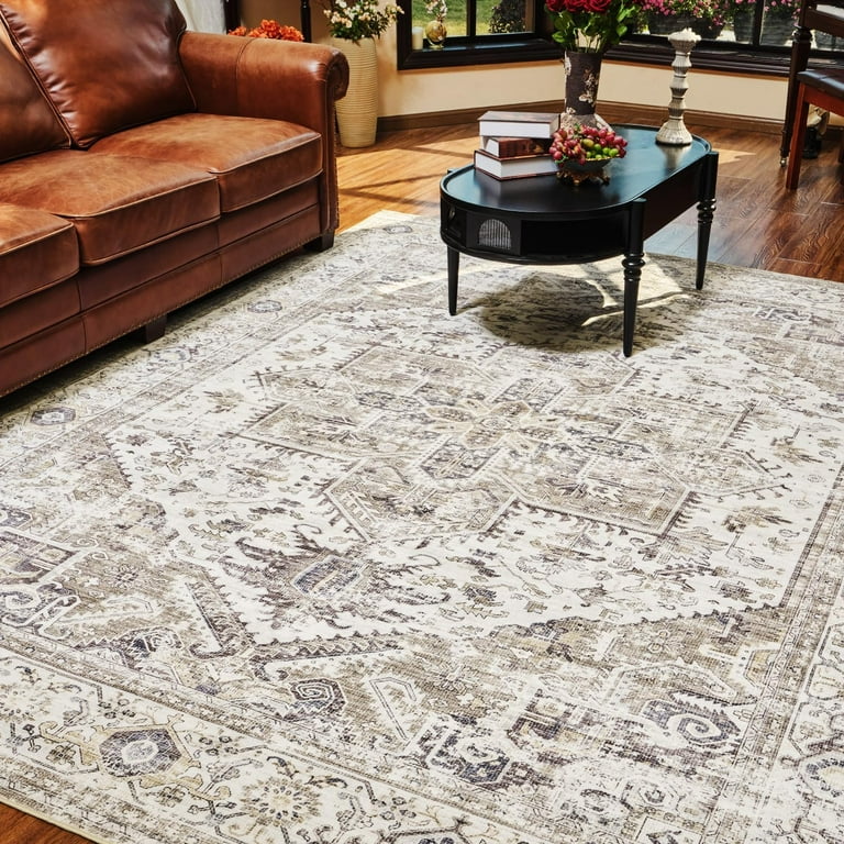 SIXHOME 5'x7' Vintage Medallion Washable Area Rug, Soft