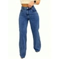 thumbnail image 4 of Women’s Mid Rise Wide Leg Denim Jeans Vintage Washed Leg Lengthening Figure Flattering Perfect for Y2K Streetwear Casual Days, 4 of 6