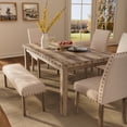 thumbnail image 3 of Farmhouse Dining Table Set for 6, Farmhouse Wooden Table & Upholstered Bench & 4 Dining Chairs, Kitchen Dining Set with Nailhead Accents, Rectangular Table Sets for 6 for Kitchen/Dining Room, 3 of 10