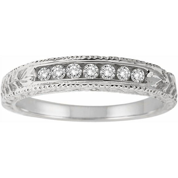 0.14 Carat Total Weight (cttw) 10K Diamond Band, White Gold Ring for Women (Size: 5)