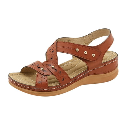 

Summer Saving Clearance! Kukoosong Womens Wedge Sandals Womens Flat Shoes Beach Sandals Summer Non-Slip Causal Slippers Sandals Women Orange 39