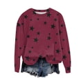 thumbnail image 4 of Red Womens Sweatshirt Women's Star Print Hatless Sweatshirt Long Sleeve Fashion Top Sweatshirt Loose Pullover Top Fall Clothes for Women, 4 of 5