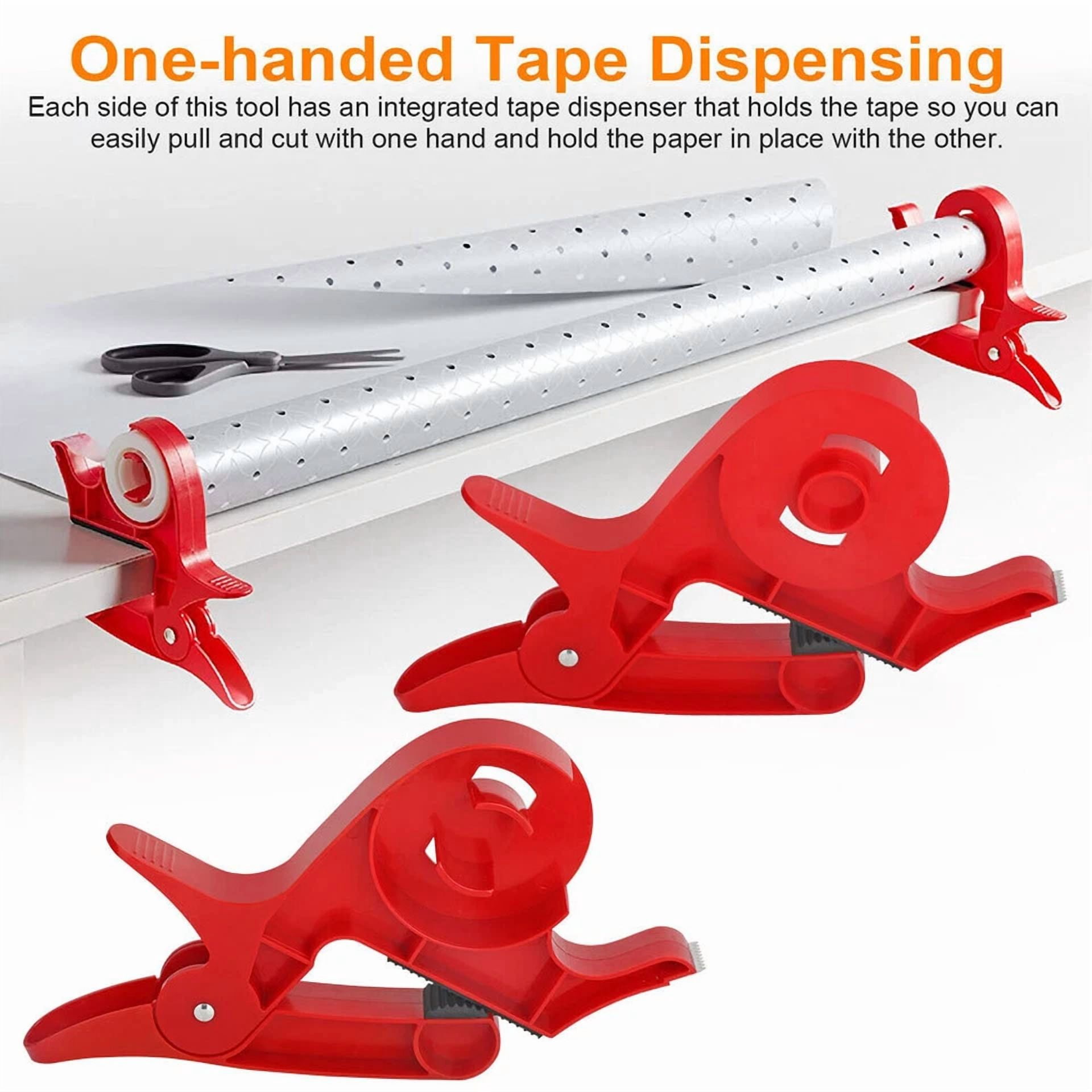 CRESTIN- 2Pc Wrap Buddies Wrapping Tool Wrap Clips Tape Dispenser Paper Roll Holder Clips