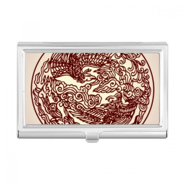 Chinese Dragon Animal Portrait Business Card Holder Case Pocket Box Wallet
