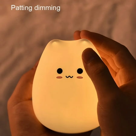 

QUHNG Enchanting Adorable Wireless Sensor Silicone Cat Night Light - Charming LED Lamp for Child‘s Bedroom or Desktop Decoration - Battery Operated Animal Holiday Accent. Brighten up your