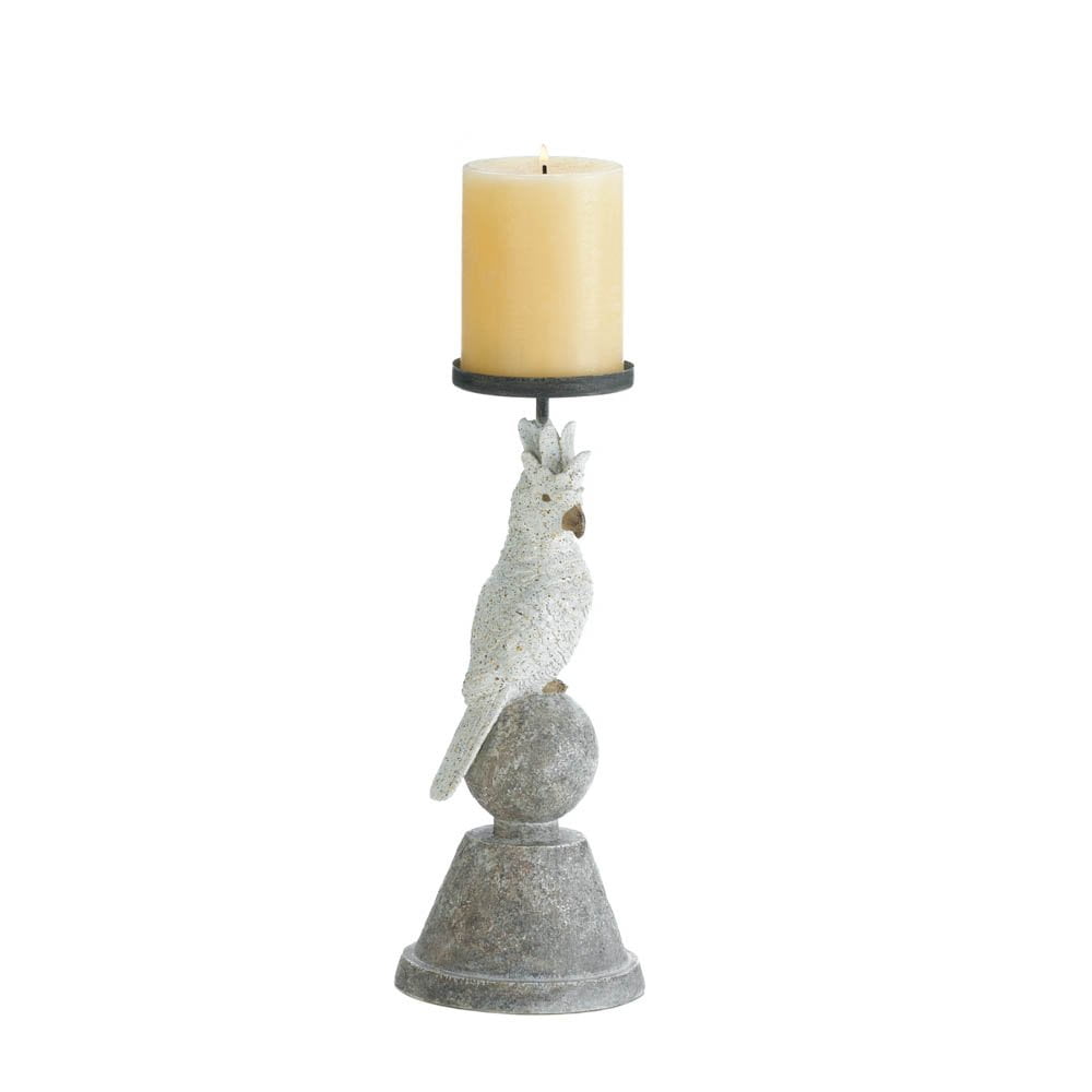Pillar Candle Holder, Rustic Polyresin Large Pillar Candle Holders White Grey