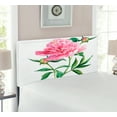 thumbnail image 2 of Watercolor Flower Headboard, Vintage Peony Painting Botanical Spring Garden Flower Nature Theme, Upholstered Decorative Metal Bed Headboard with Memory Foam, Twin Size, Pink White Green, by Ambesonne, 2 of 4