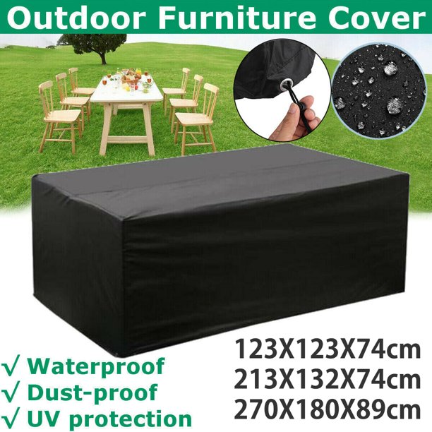 Fundas para muebles de patio, fundas grandes para juegos de muebles al aire libre, impermeables, a prueba de lluvia, nieve, polvo, viento, anti-UV, se adapta a césped de jardín, patio, negro Muyoka Hogar