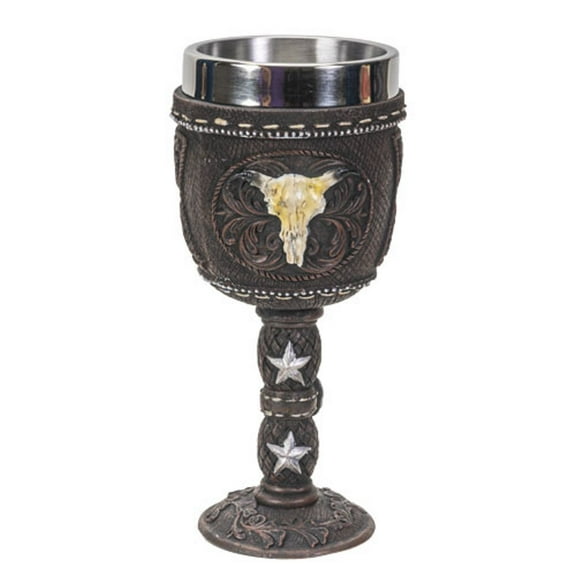 Western Cow Skull Goblet Chalice Cup
