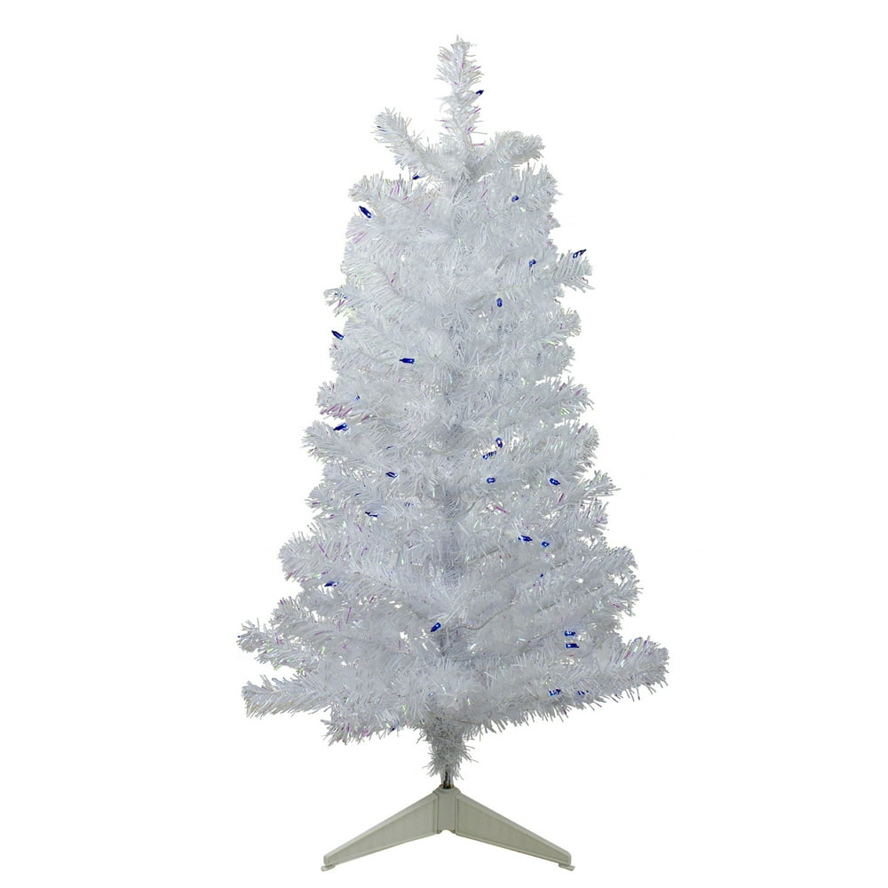 3' PreLit White Medium Pine Artificial Christmas Tree Blue Lights