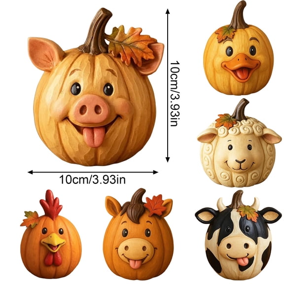 Clearance Sale | Adorable Resin Animal Pumpkin Figurine, Funny Halloween Farmhouse Table Centerpiece Decor, E
