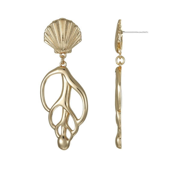 Time and Tru Gold Seashell Drop Earrings