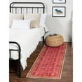 thumbnail image 3 of 2' x 6' Red and Ivory Floral Border Rectangular Rug Runner, 3 of 7