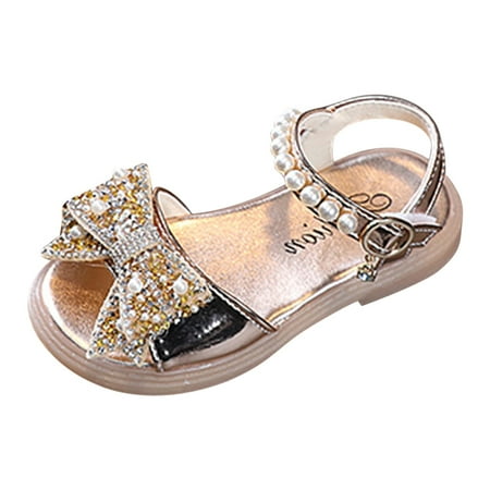 

KaLI_store Girls Sandals Kids Universal Lightweight Comfortable Quick-Drying Sport Casual Sandal Gold