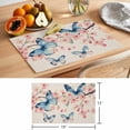 thumbnail image 6 of Butterfly Floral Placemats Set of 1, Watercolor Pink Blue Flower Butterflies Green Leaf Linen Texture Non-Slip Place Mats Washable Table Mats for Kitchen Dining Table Decorations Indoor/Outdoor, 6 of 9