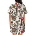 thumbnail image 3 of Kdxio Dark Enchanted Flowers And Birds Print Pajamas Sets for Women Short-Sleeved Pjs with Lounge Shorts Two Piece Sleepwear S-4XL, 3 of 8