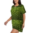 thumbnail image 2 of Daiia Green Glitter Sparkle Pattern Womens Pajama Sets Short Sleeve Pajamas for Women Sets Soft Lounge Sets Casual Round Neck Sleepwear PJS-Small, 2 of 7