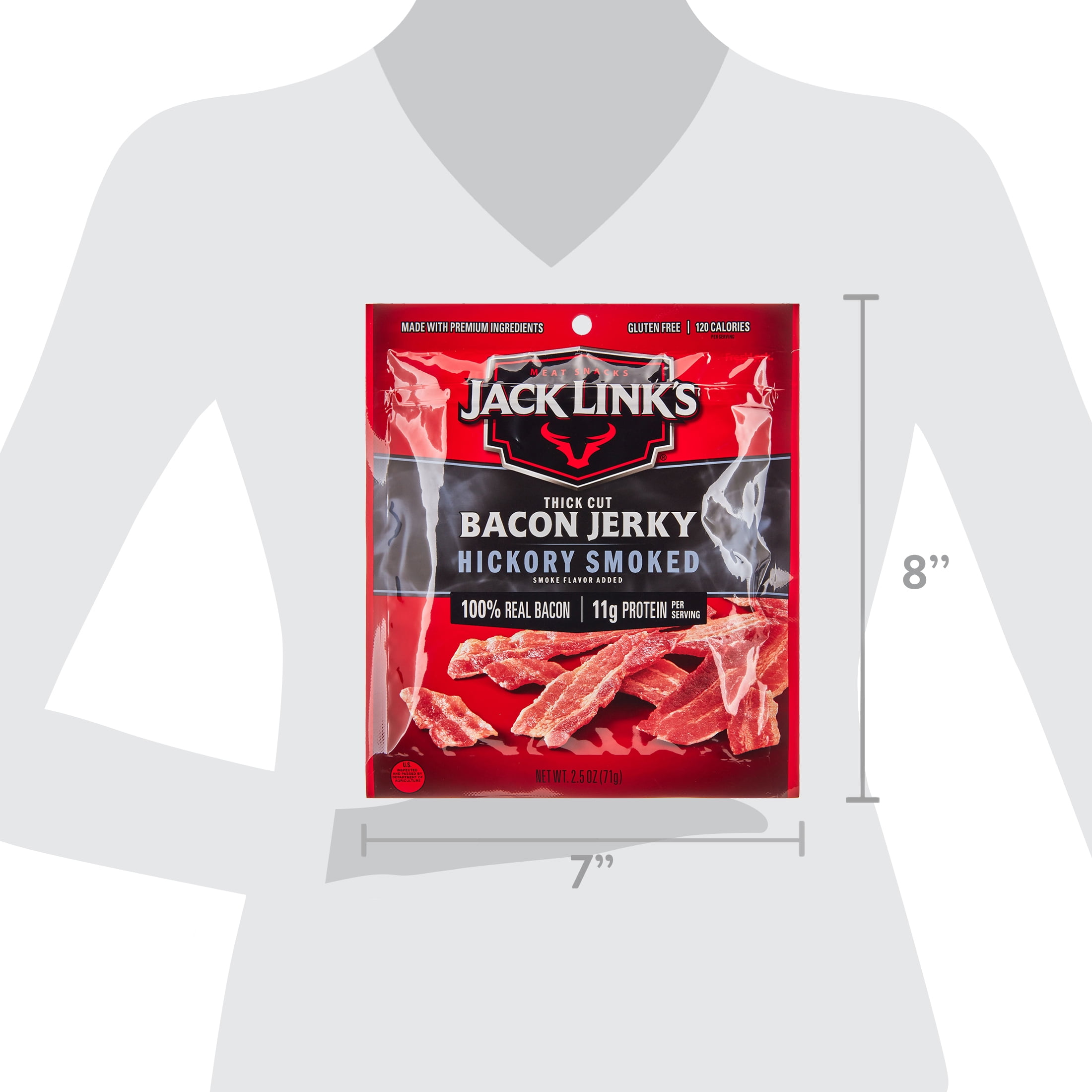 Jack Links Bacon Jerky, Hickory Smoked, 2.5oz