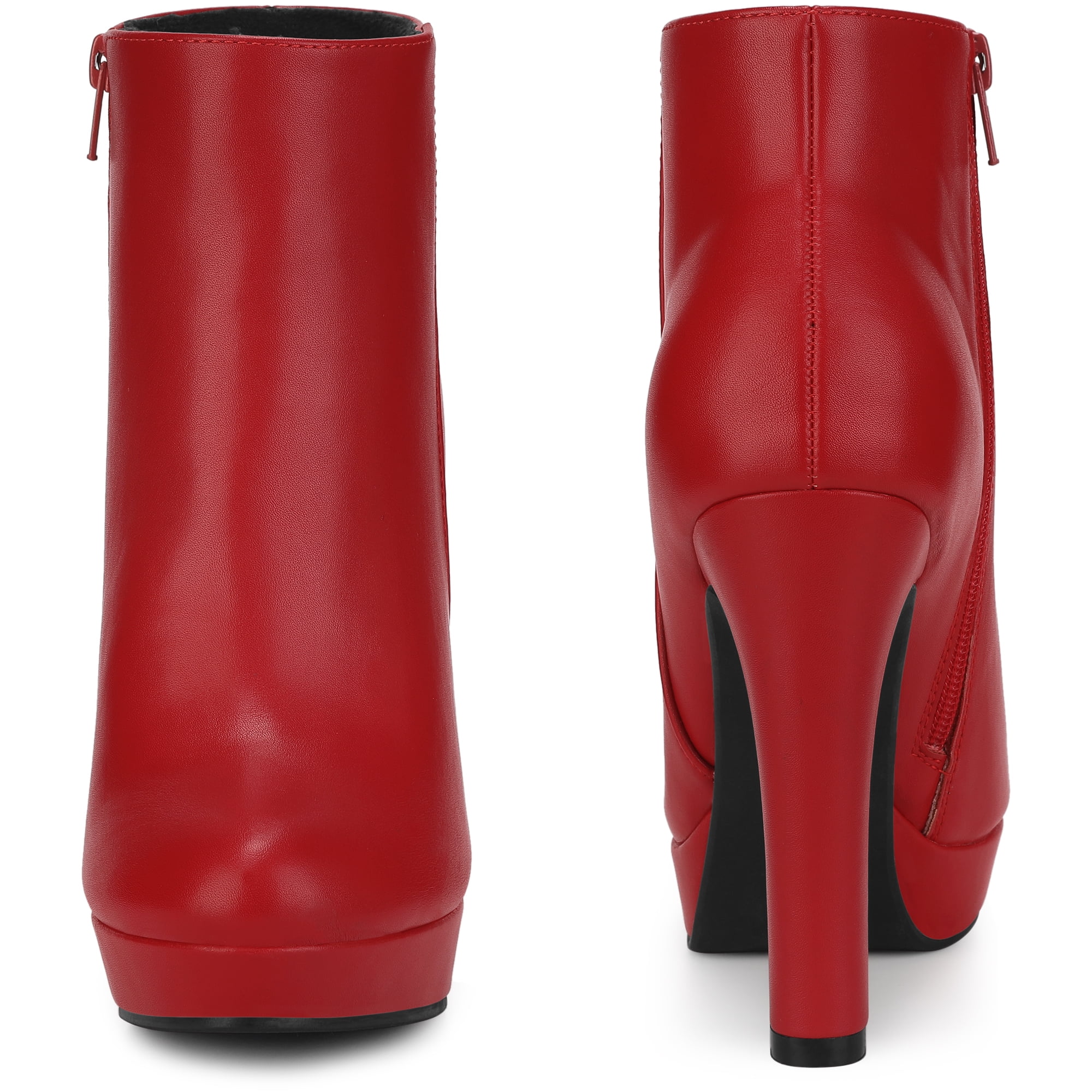 DARING DIVA Women's Round Toe Chunky High Heels Ankle Boots Red US 7