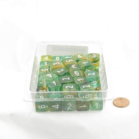 Spring Nebula Luminary Dice with White Numbers 16mm (5/8in) D6 Set of 50 Wondertrail