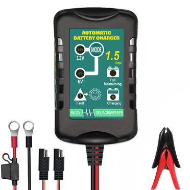 Automatic 6V/12V Battery Charger & Maintainer – Trickle Float Charger For Motorcycle, ATV, Car