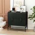 thumbnail image 2 of 2 Door Wooden Cabinet With Metal Legs - Black Finish, For Living Room, Entryway, Dining Adjustable Shelves, Vintage Inspired Accessory, Easy To Assemble Legs, Painted Minimalist Design, Shelf,, 2 of 6