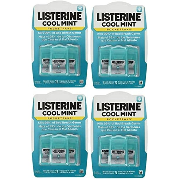 Listerine Cool Mint Pocketpaks Breath Strips, 12-24-Strip Pack Total ...