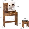thumbnail image 3 of Veanerwood Makeup Vanity Set with Lights and Power Strip, Dressing Table with Drawers and Shelves, Bedroom, Brown, 3 of 8