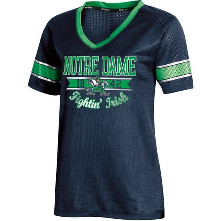 - Women's Russell Navy Notre Dame Fighting Irish Fashion Jersey V-Neck T-Shirt