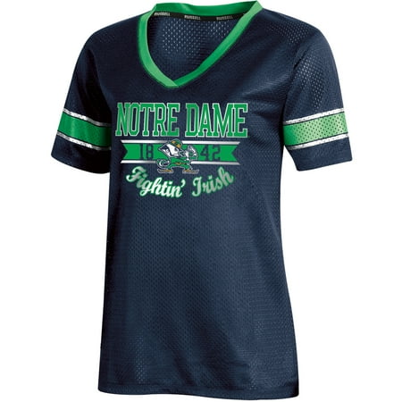 Women's Russell Navy Notre Dame Fighting Irish Fashion Jersey V-Neck