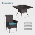 thumbnail image 3 of Gotland 10-Piece Indoor/Outdoor Dining Table Set, Garden Patio Rattan Set with w/Tempered Glass Tabletop with Removable Cushions and Umbrella Cutout for Patio, Backyard,8 Chairs - Blue, 3 of 8