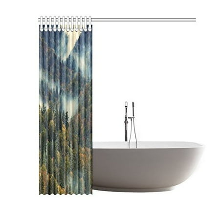 Gckg Morning Foggy Mountain Shower Curtain Colorful Trees