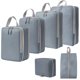 thumbnail image 1 of 6 cubos de compresión para equipaje, bolsas de aseo transpirables, equipaje de viaje gris, 1 of 9