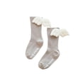 thumbnail image 1 of Niñas Bebés Hasta La Rodilla Calcetines Con Lazo Niño Otoño Invierno Ala De Ángel Algodón Peinado Estilo Español Liso Acanalado Medias Antideslizantes Gris / Xs Vogacara AP007375-23, 1 of 6